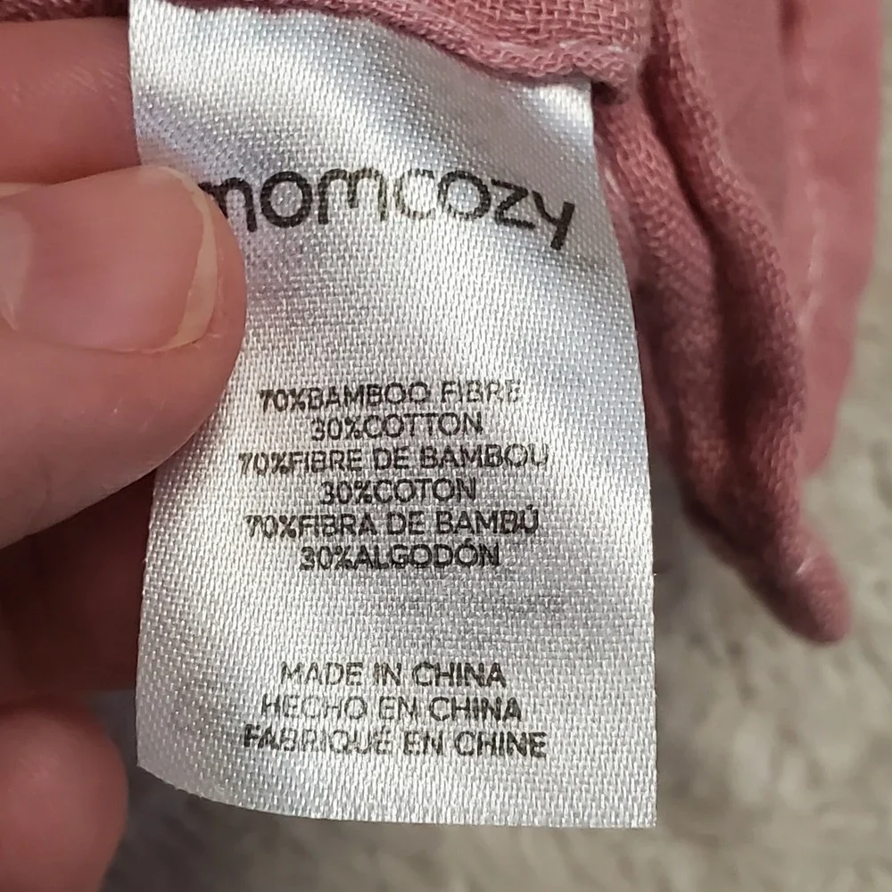Momcozy Pink‎ Rust Brown Bamboo Swaddle Wrapping Baby Infant Blankets Set